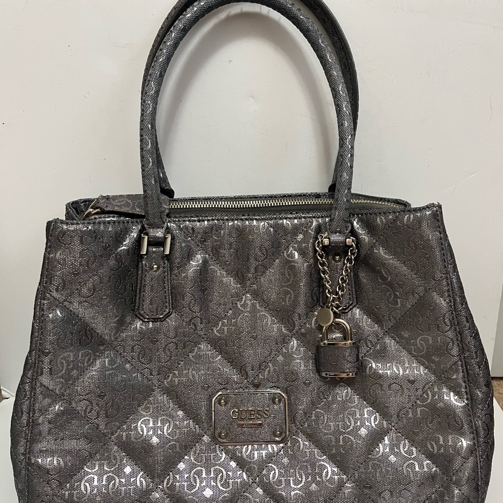 GUESS Shimmering Charcoal Satchel